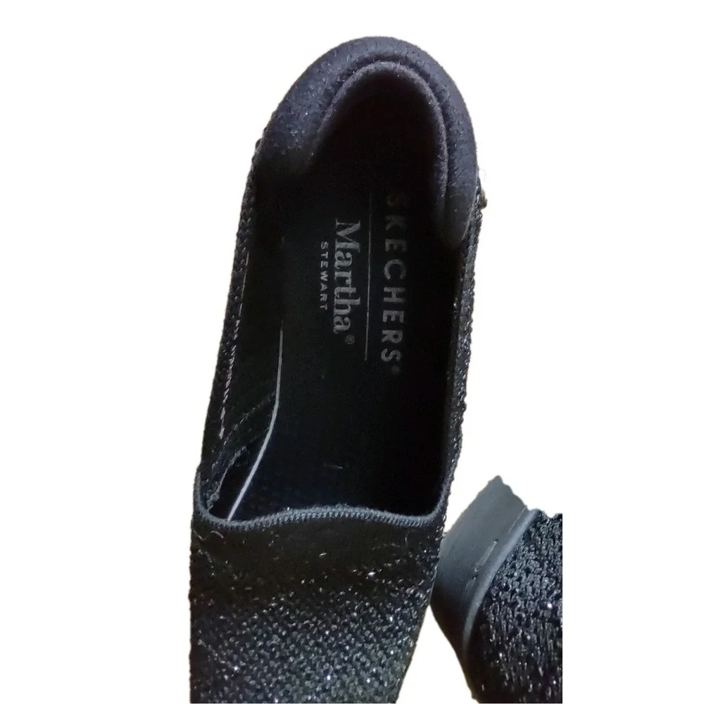 Martha Stewart x Skechers Pier-Lite Reflection Black Sparkle Wedge 8 158705 LNW